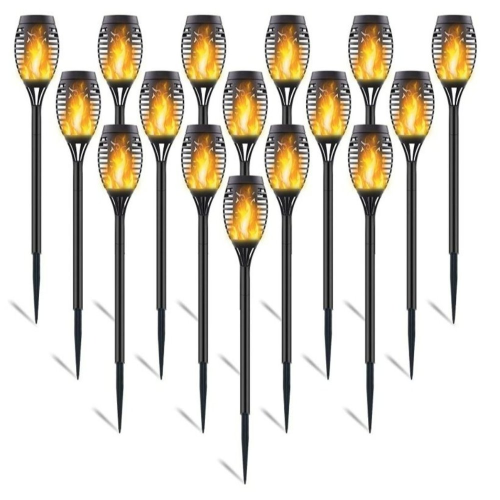 Permande 10 Pack Upgraded Solar Lights Outdoor, Mini Solar Torch Lights with Fli